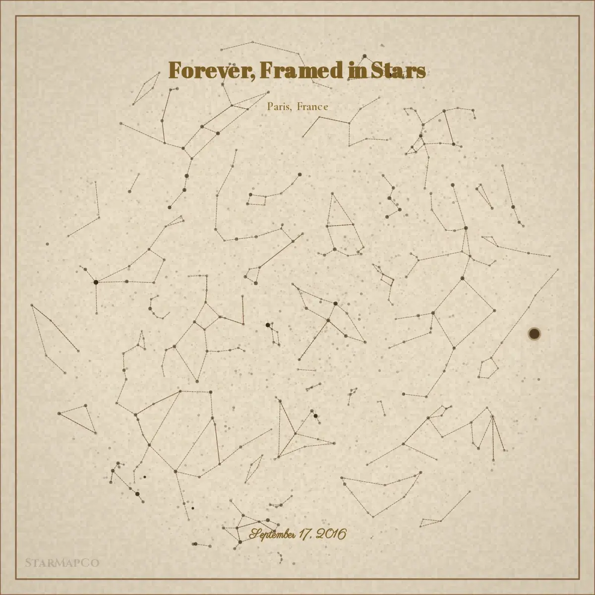 Anniversary star map rendered in the Heirloom preset