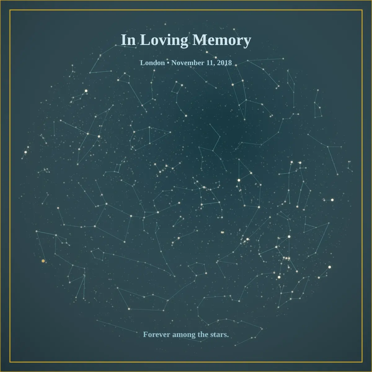 Memorial star map in blueprint style