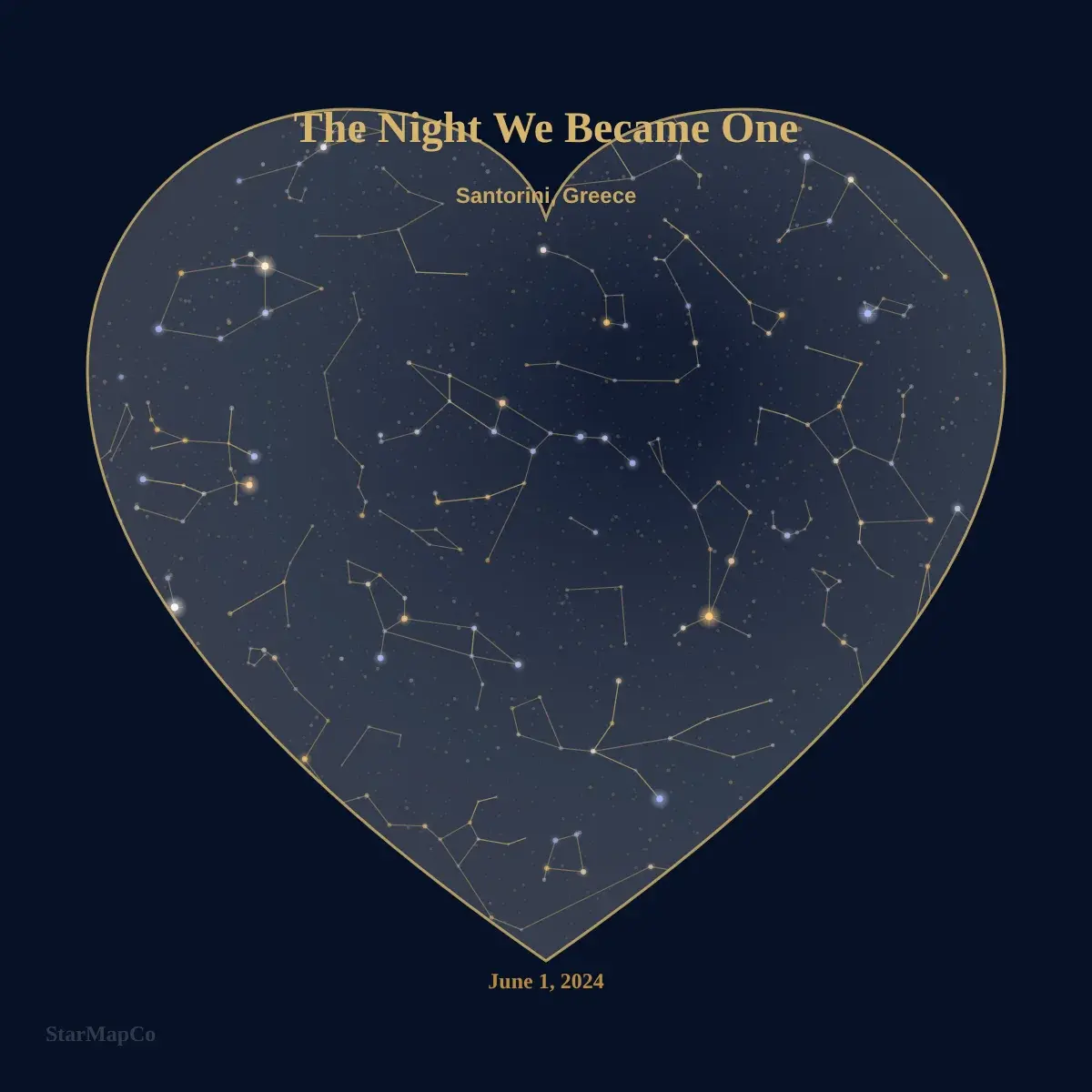 Wedding heart-style star map example