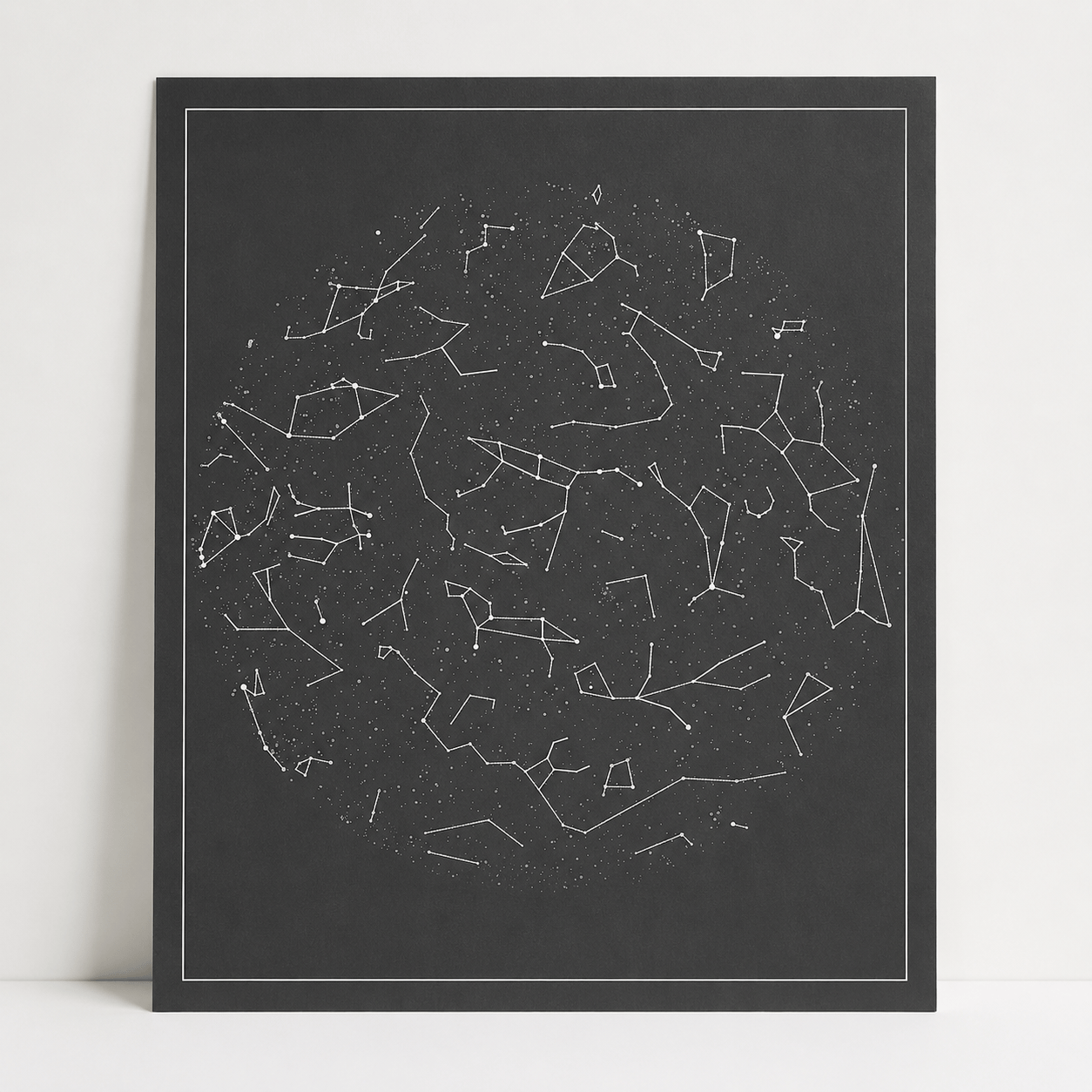 Unframed StarMapCo poster leaning against a wall
