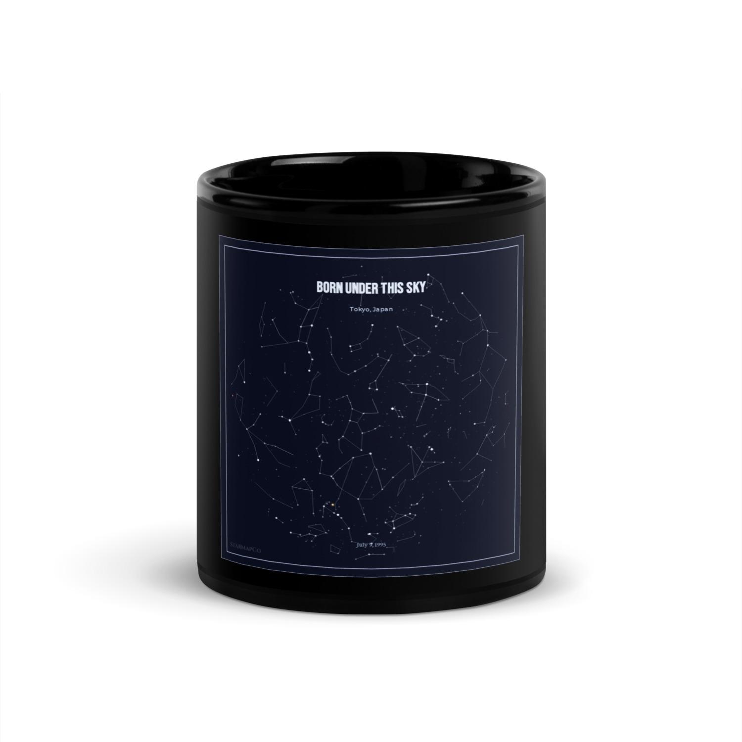Personalized Star Map - Black Glossy Mug - 11 oz