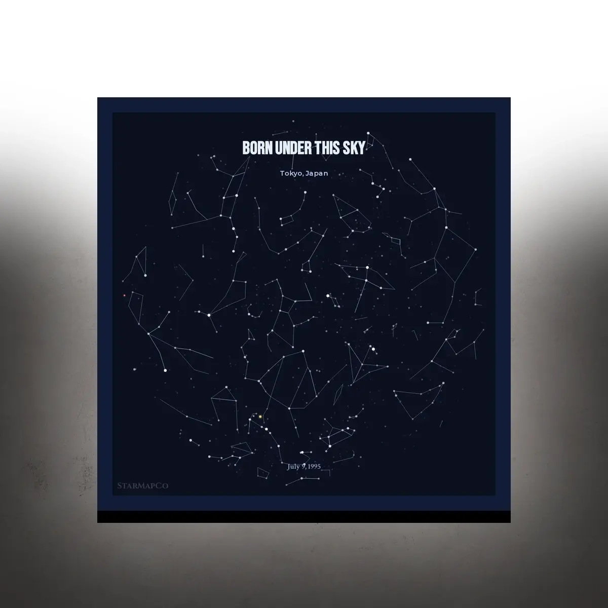 Noir-style StarMapCo map shown in-room