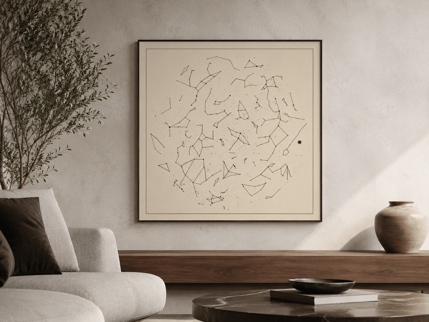 Framed StarMapCo print in a living room setting
