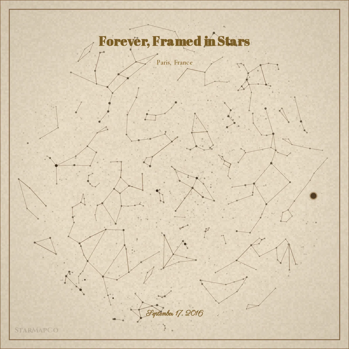 Digital heirloom-style star map preview example