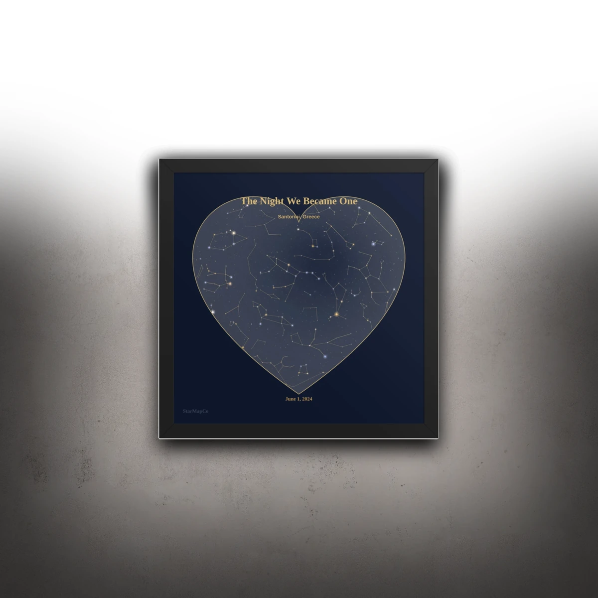 Framed StarMapCo print preview in a wall context